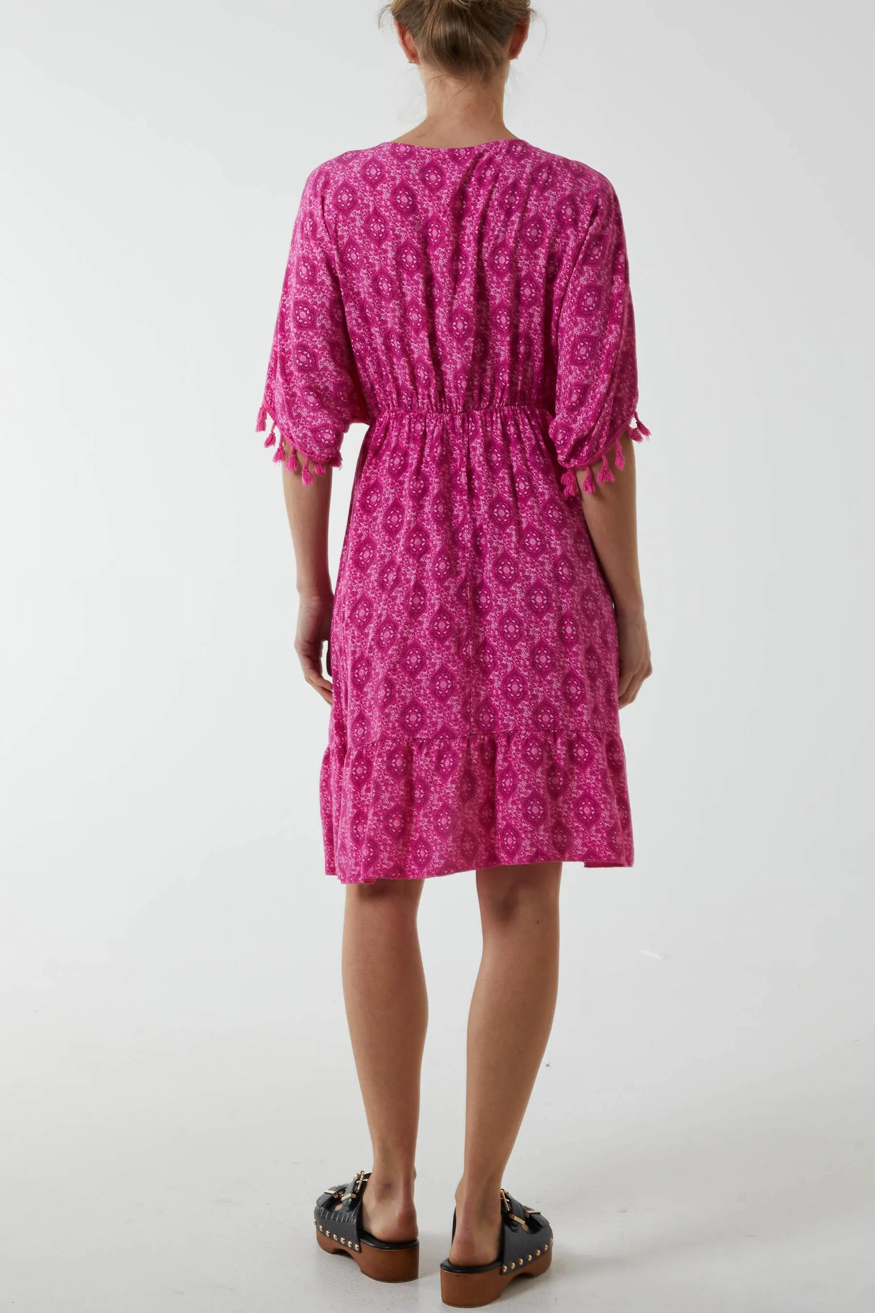 Mosaic Tassel Mini Dress