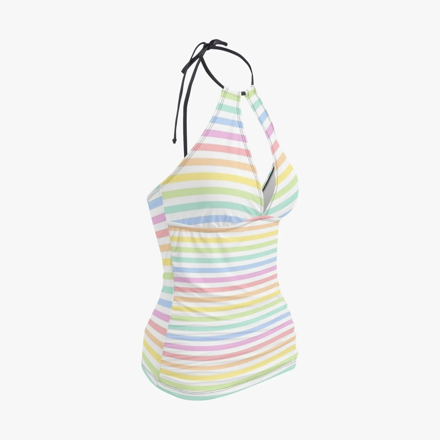 Multicolored Stripes Halter Top Two-Piece Tankini Swimsuit