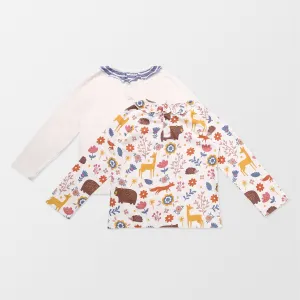 Multicoloured Animal Print And Plain Top - 2 Pack