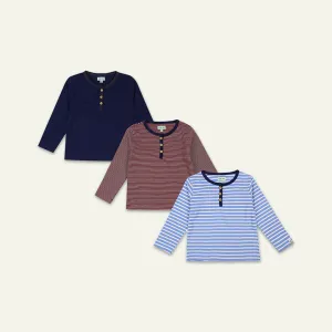 Multicoloured Plain Ana Stripe Top - 3 Pack