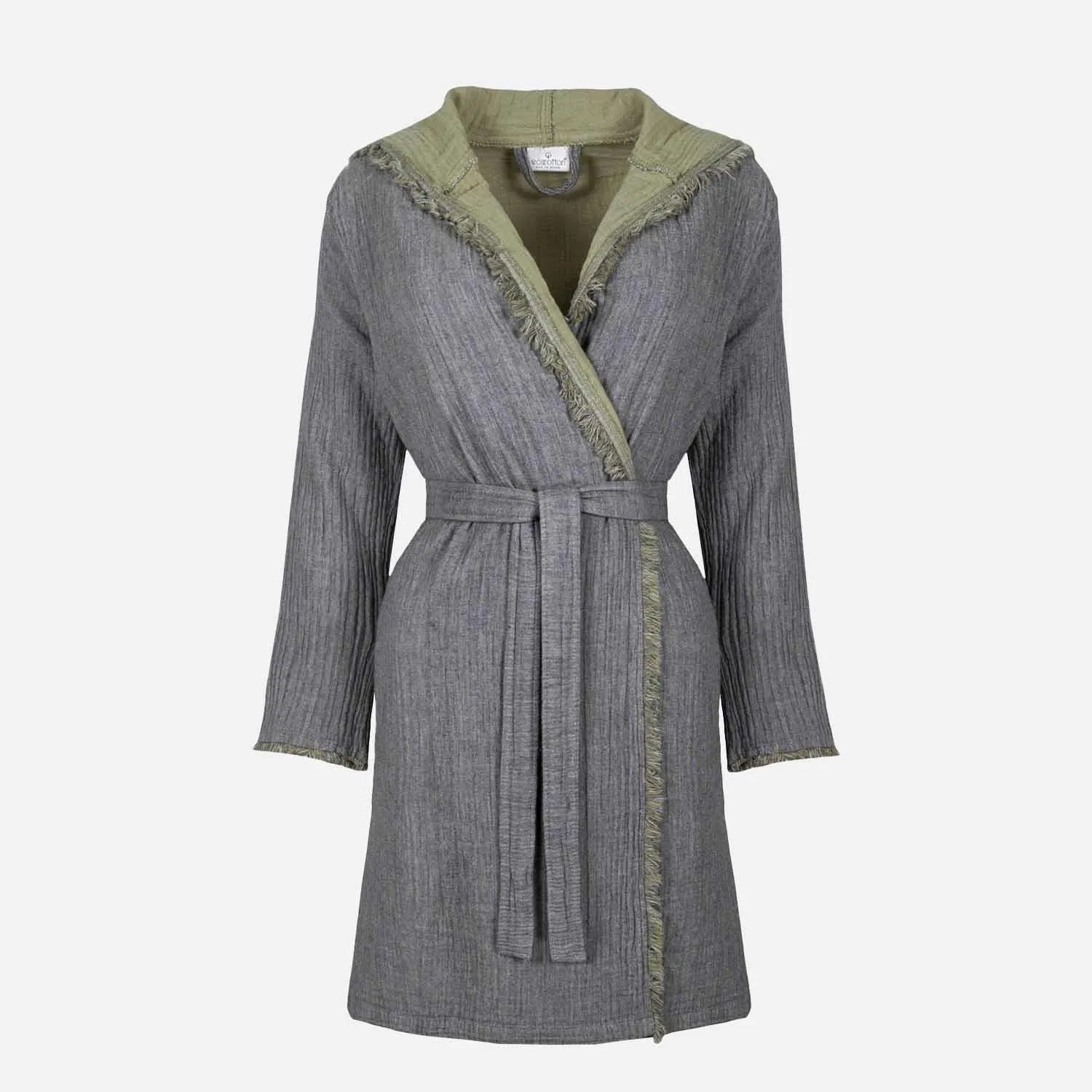 Muna Organic Cotton Inject Teen Bathrobe Green-Anthracite
