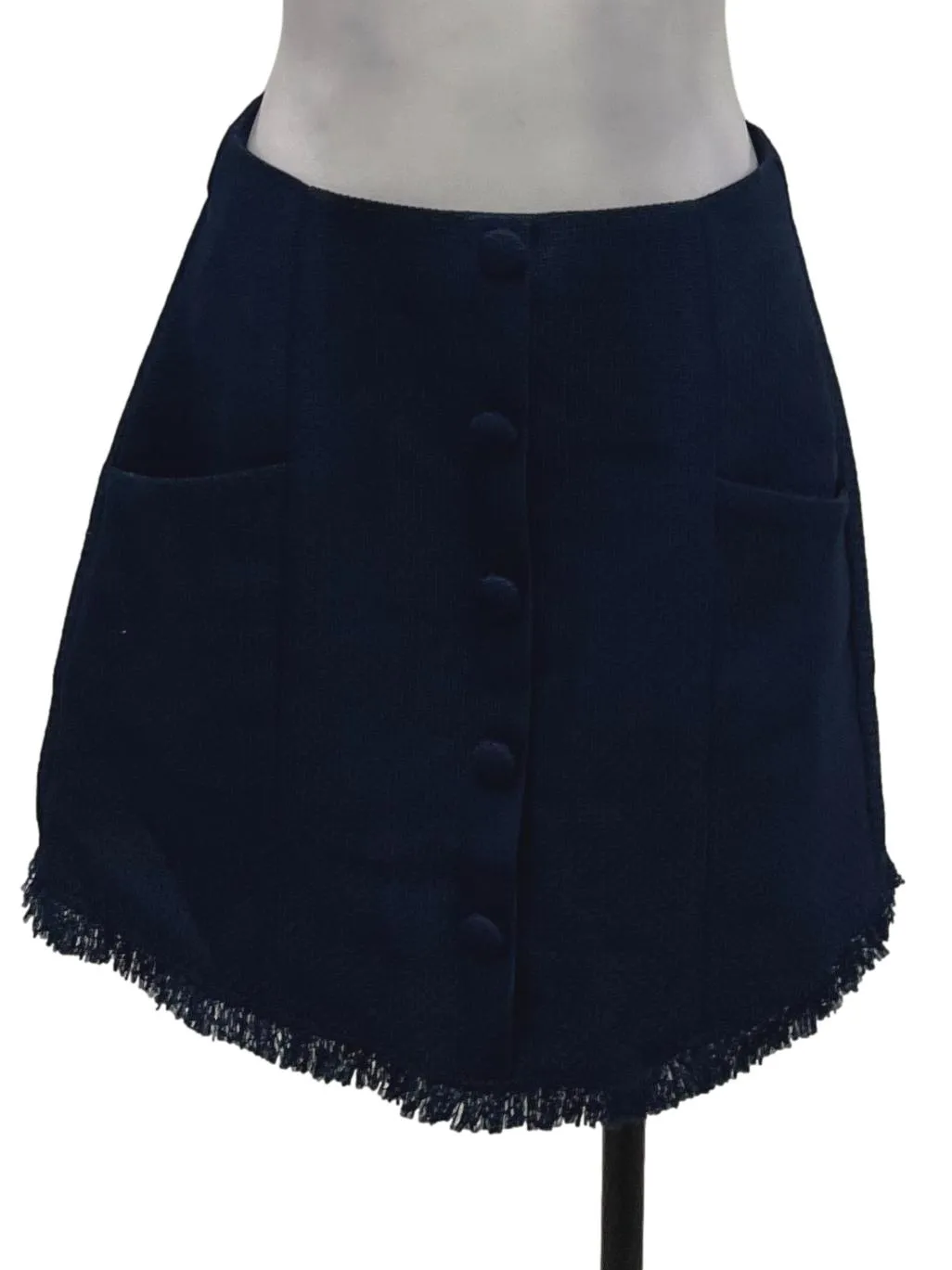 Navy Blue Button Down Mini Skirt