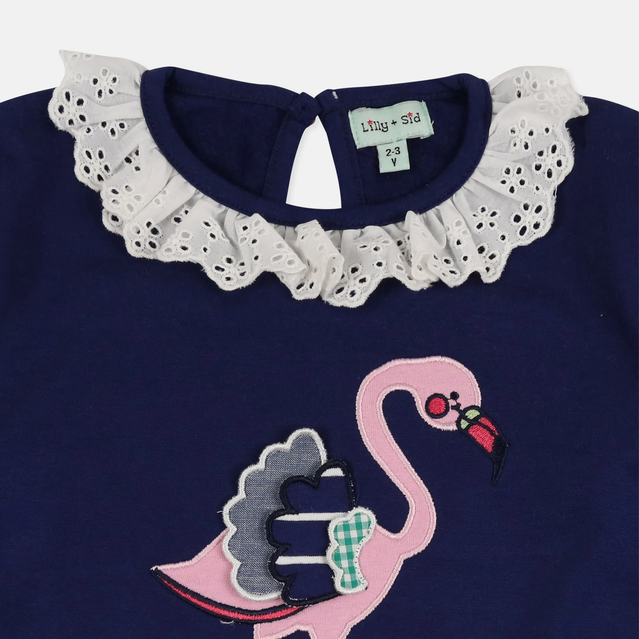 Navy Flamingo Applique Sweatshirt