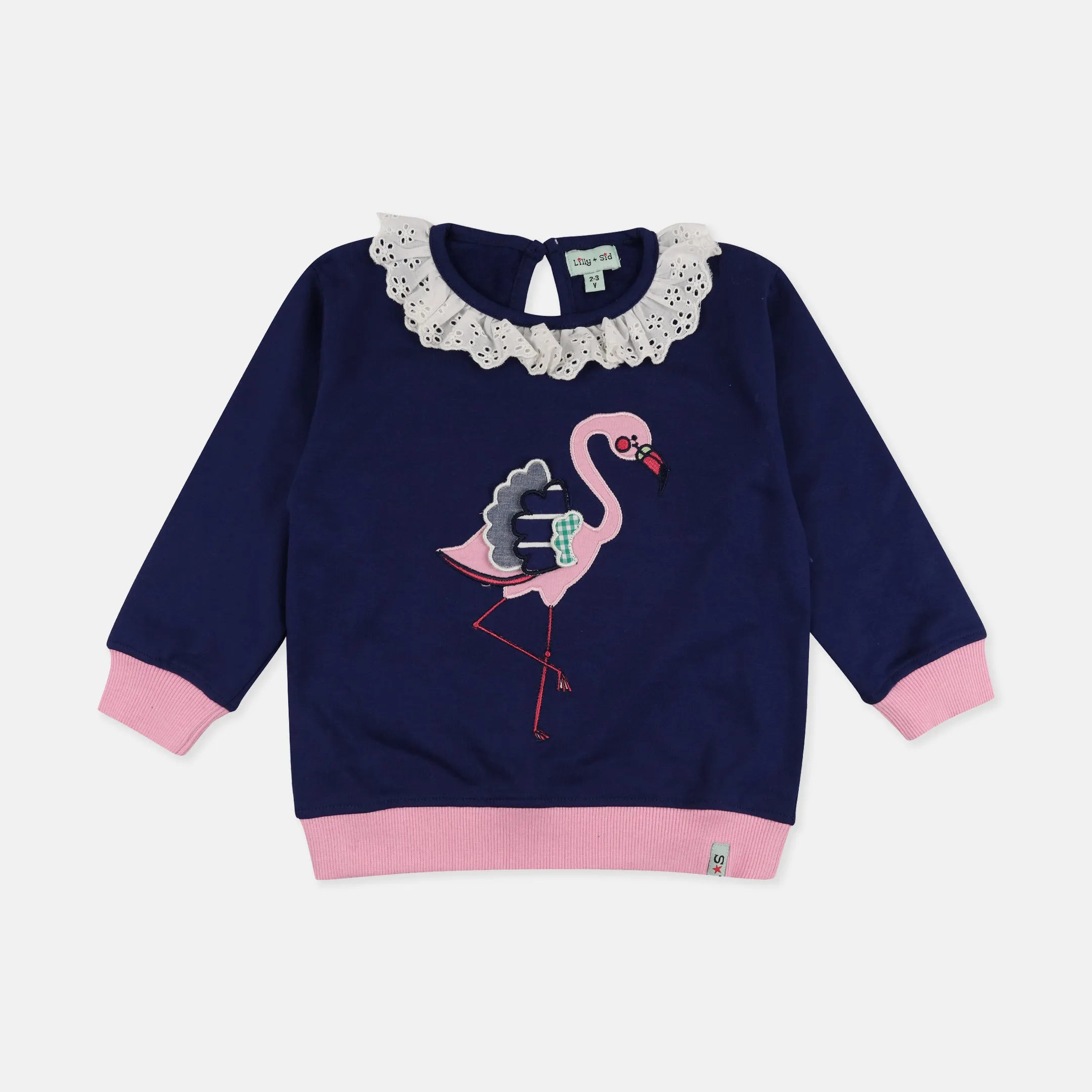 Navy Flamingo Applique Sweatshirt