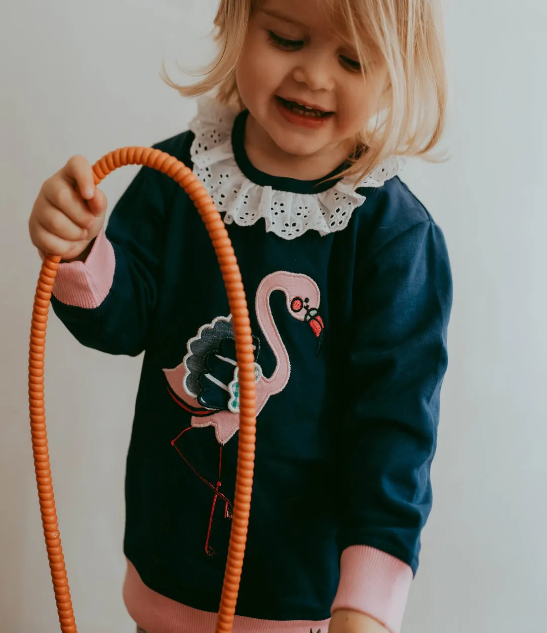 Navy Flamingo Applique Sweatshirt