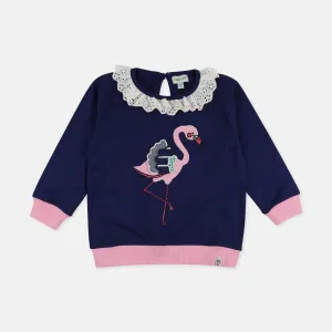 Navy Flamingo Applique Sweatshirt