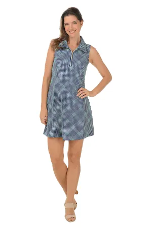 Navy Gingham UPF50  Sleeveless Dress