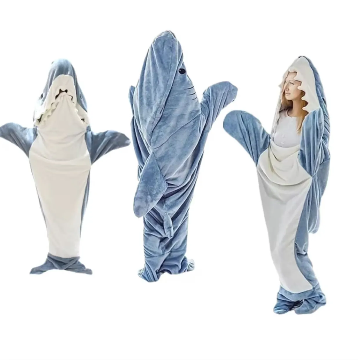 New Shark Blanket Hoodie Wearable Shark Blanket Flannel Loungewear Shark Hoodie Sleeping Bag, One Size! Retails $84 