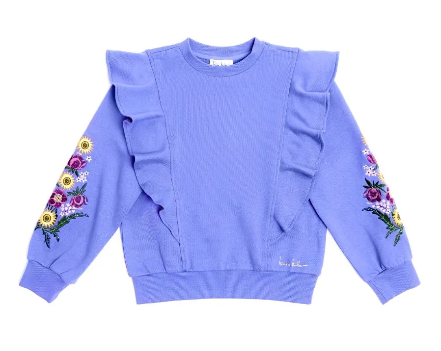 Nicole Miller Embroidered Floral Sweatshirt