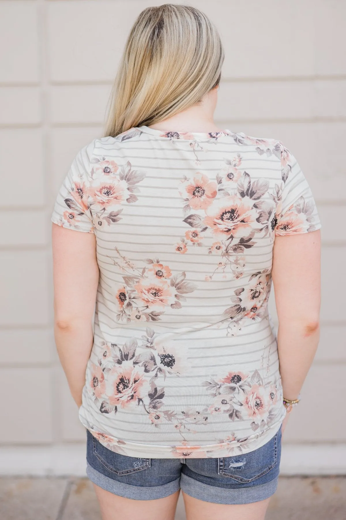 No Limits on Floral Striped Top