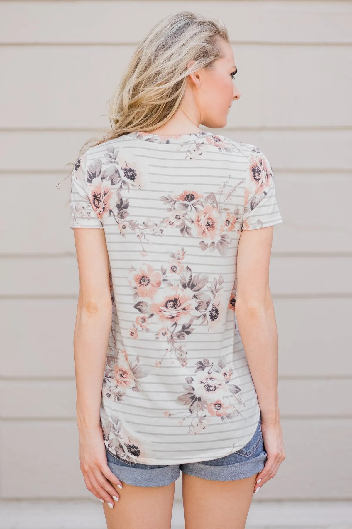 No Limits on Floral Striped Top