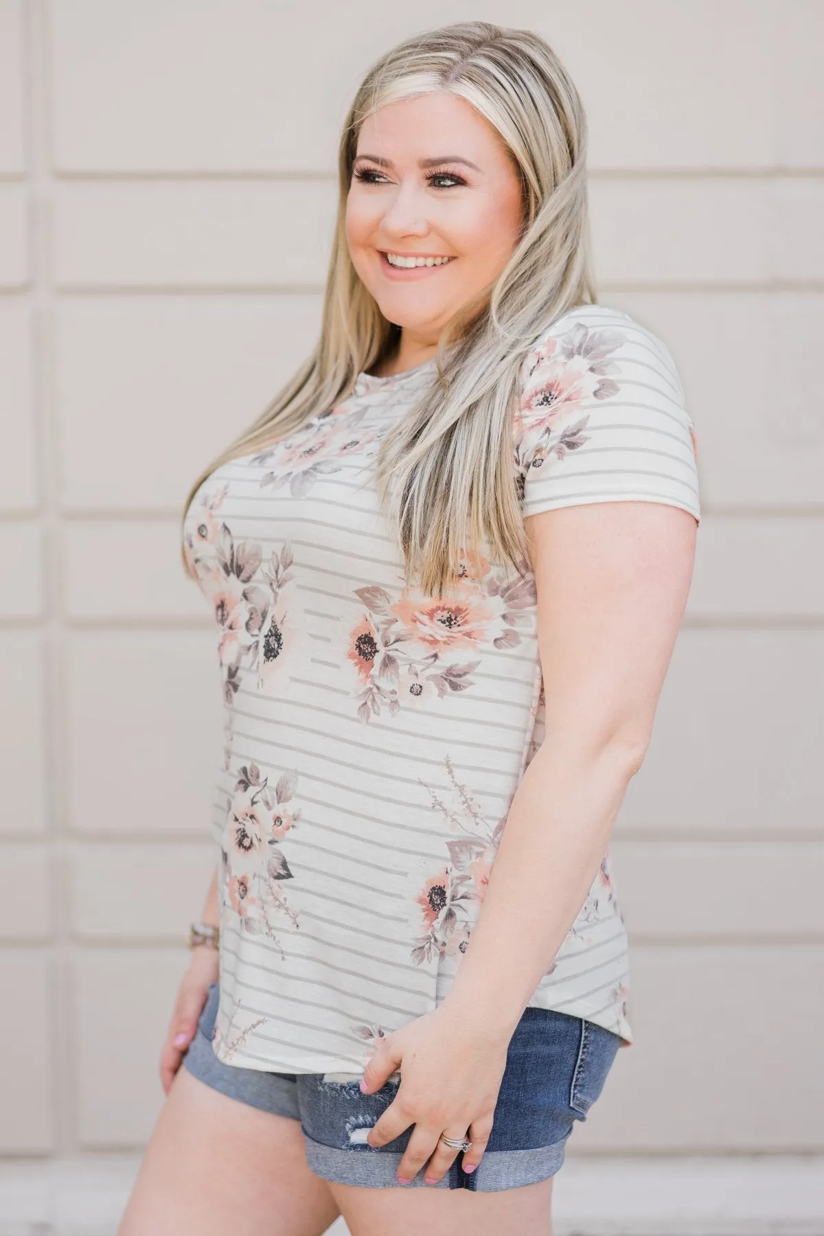 No Limits on Floral Striped Top
