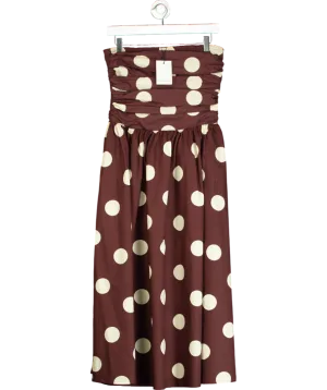 Nobody's Child Brown Spot Print Bandeau Felicity Midi Dress UK 6