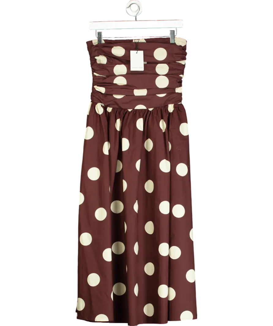 Nobody's Child Brown Spot Print Bandeau Felicity Midi Dress UK 6