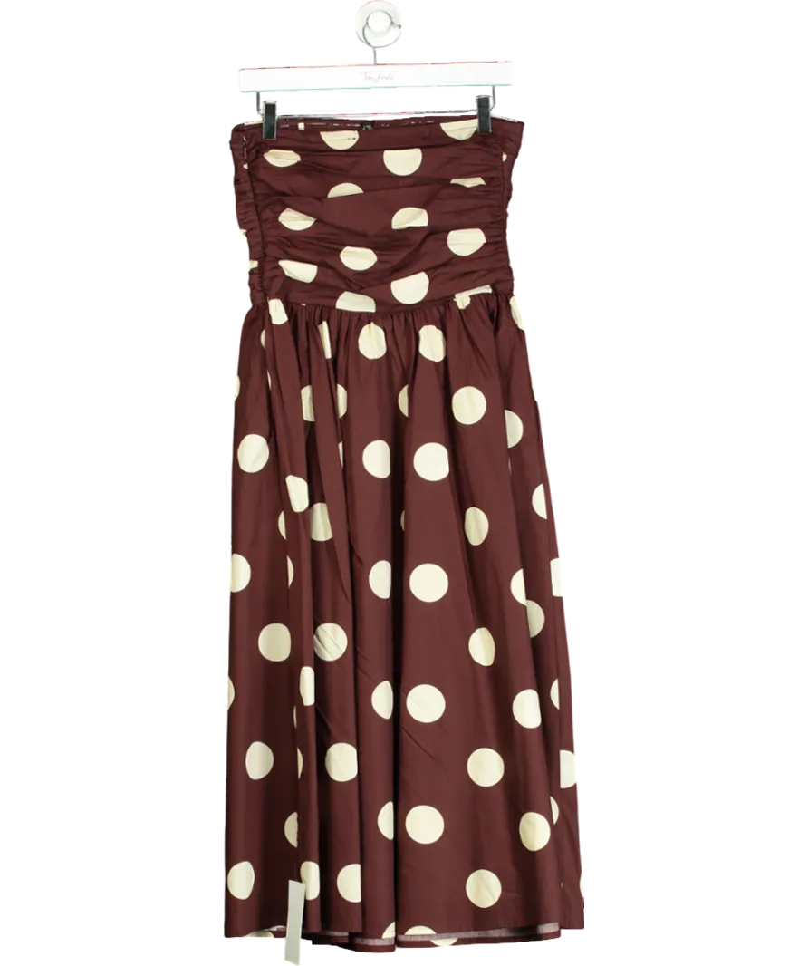 Nobody's Child Brown Spot Print Bandeau Felicity Midi Dress UK 6