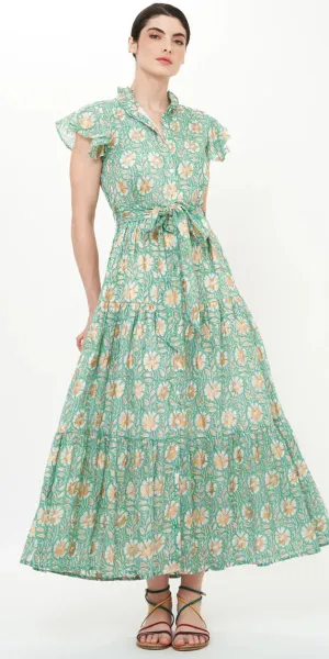 Oliphant Ruffle Collar Button Maxi Dress