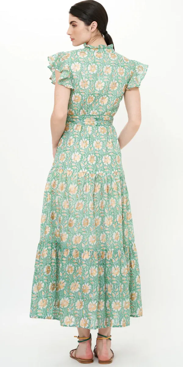 Oliphant Ruffle Collar Button Maxi Dress