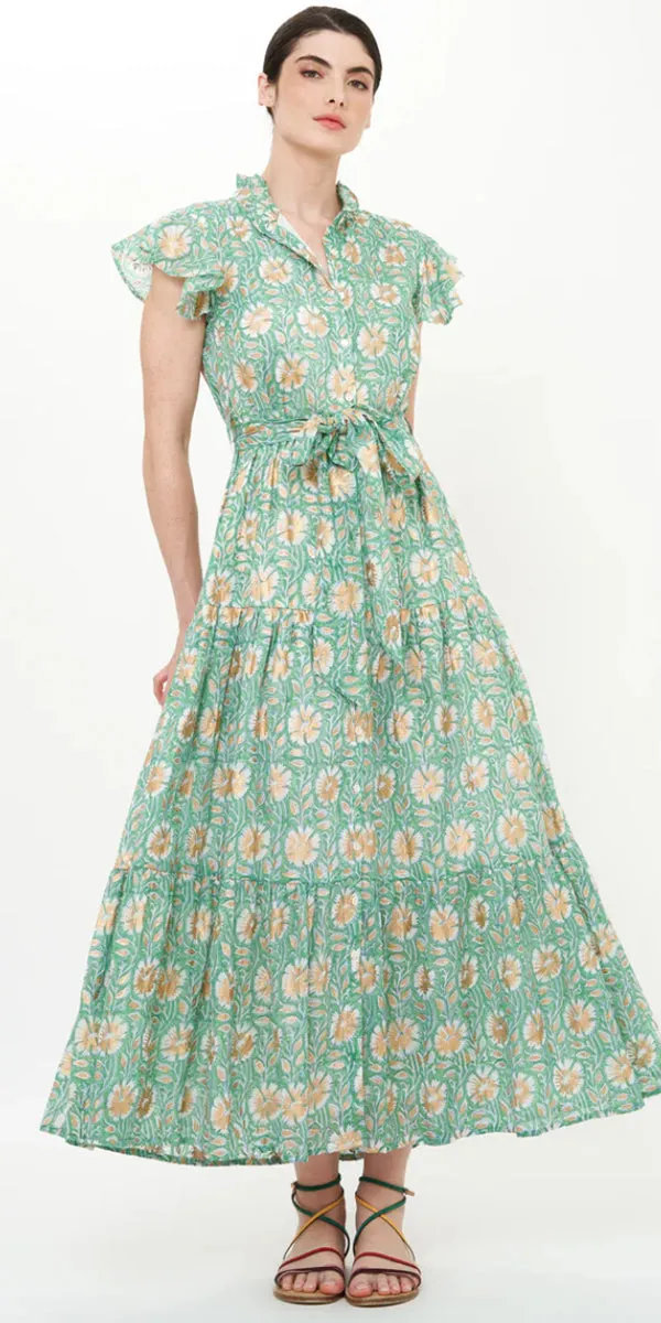 Oliphant Ruffle Collar Button Maxi Dress