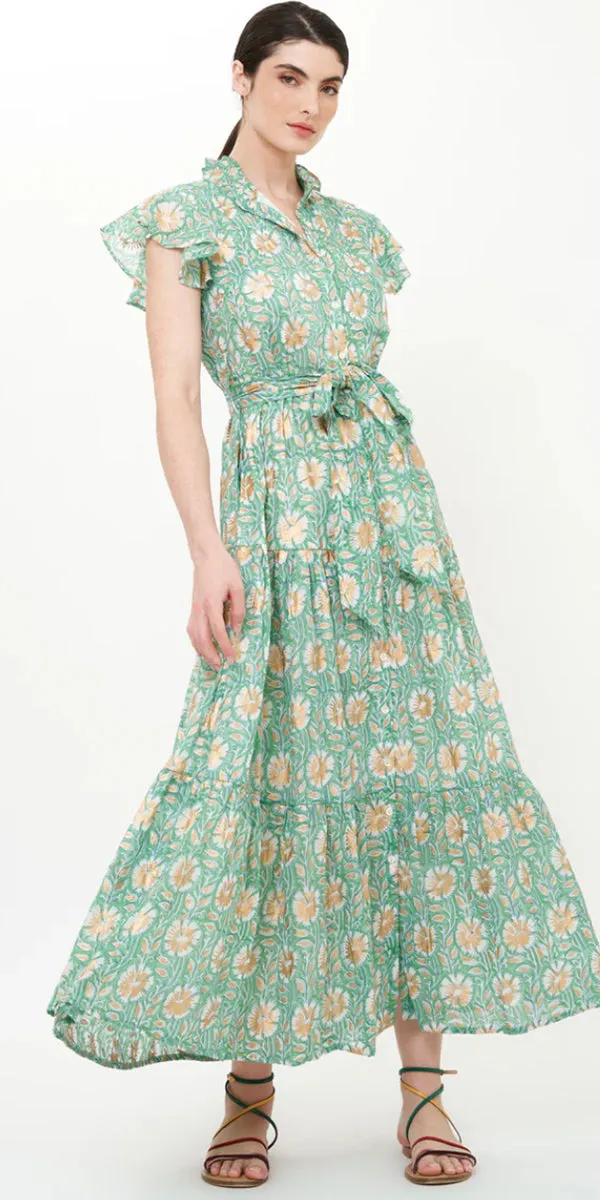 Oliphant Ruffle Collar Button Maxi Dress