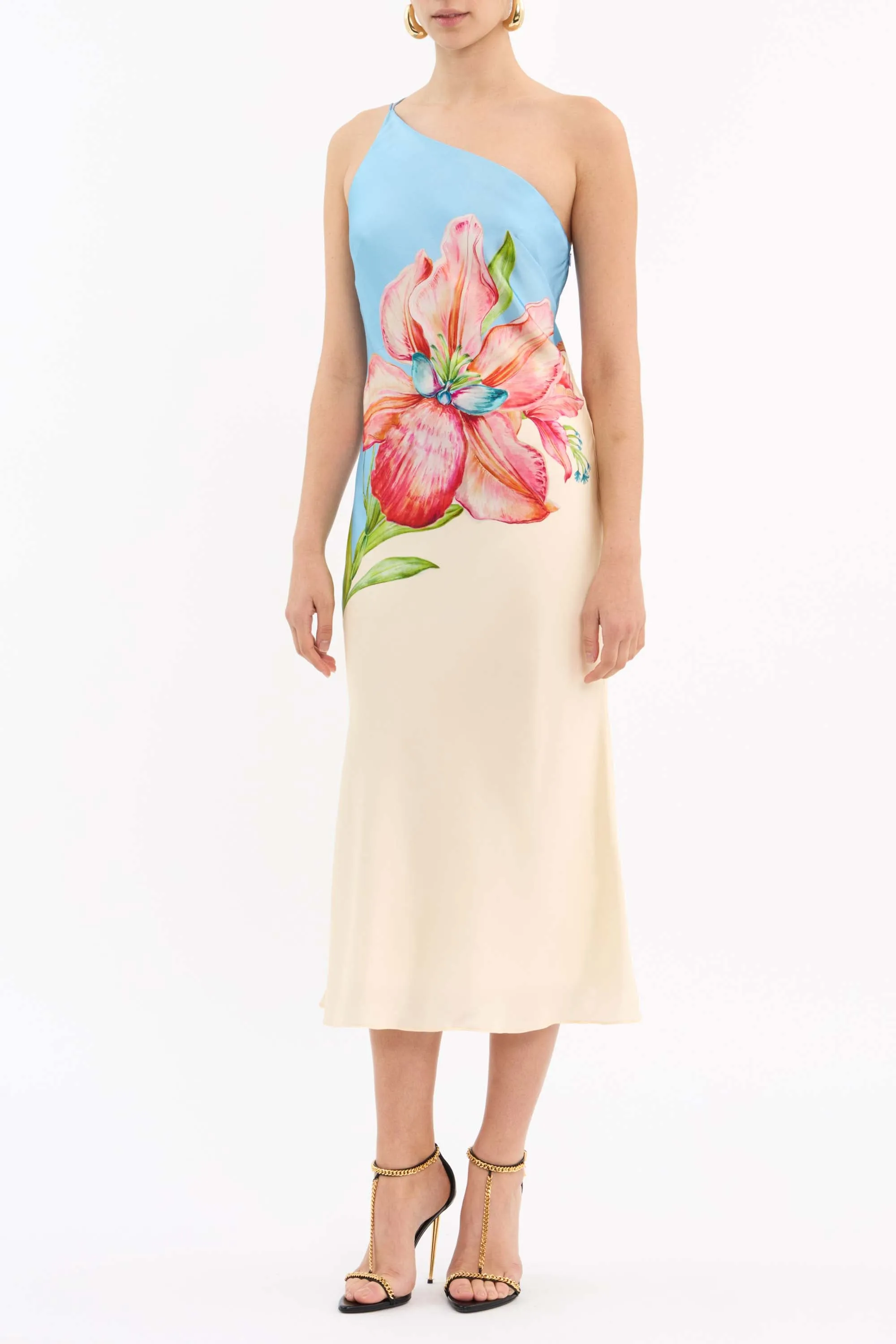 Orchid Oasis One Shoulder Midi Dress