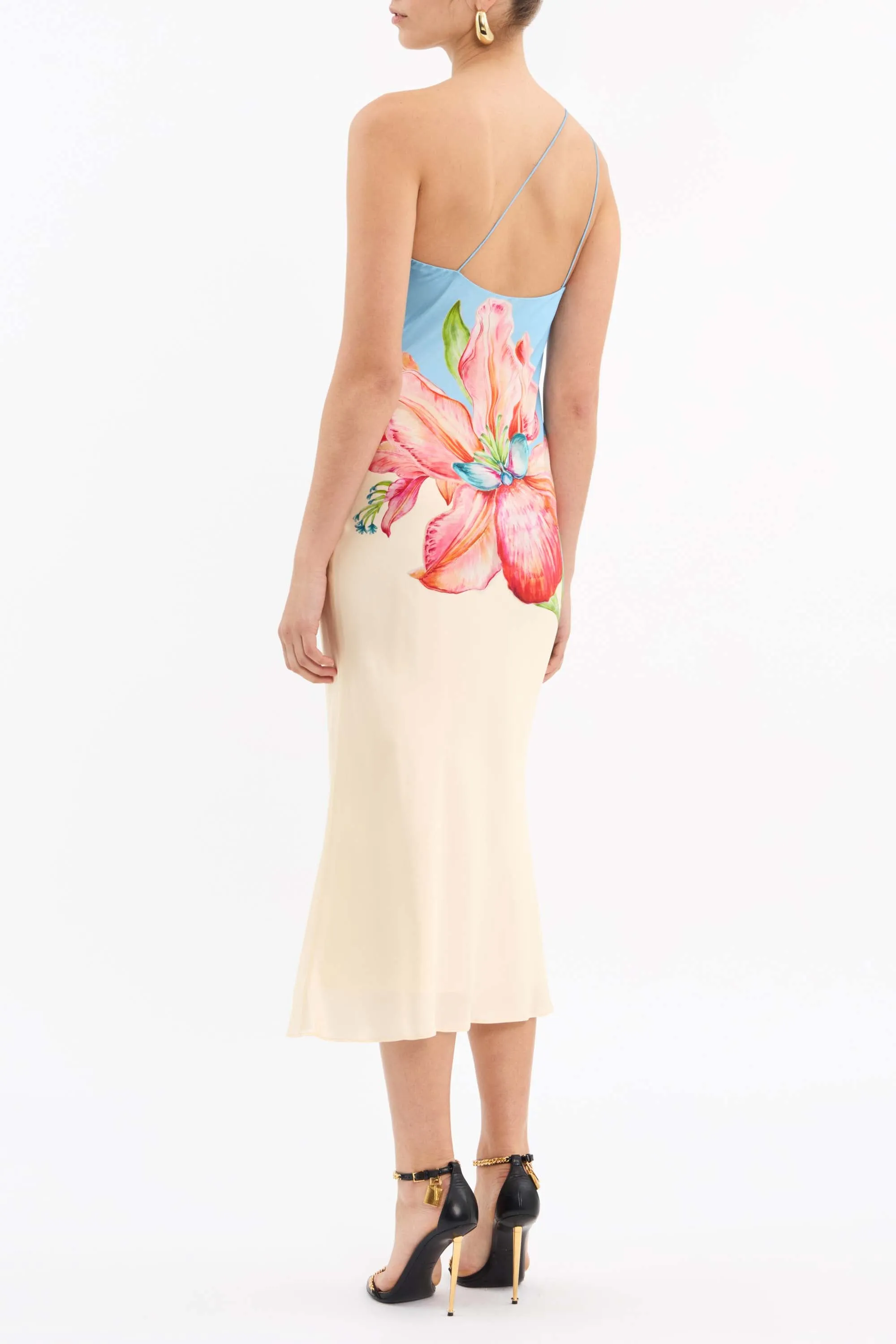 Orchid Oasis One Shoulder Midi Dress