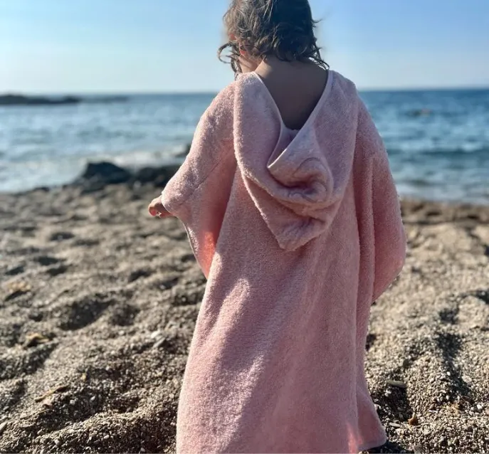 Organic Poncho Towel Pink
