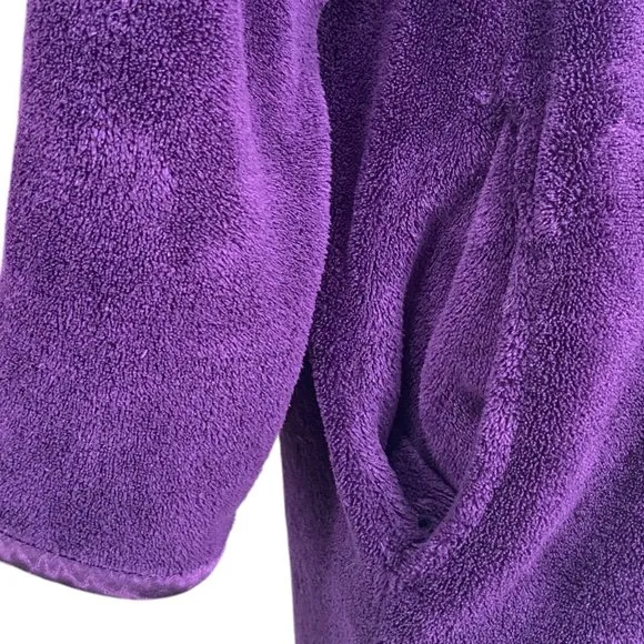 Oscar de la Renta Plush Fleece Satin Trim Calf Length Loungewear Spa Robe-S/M