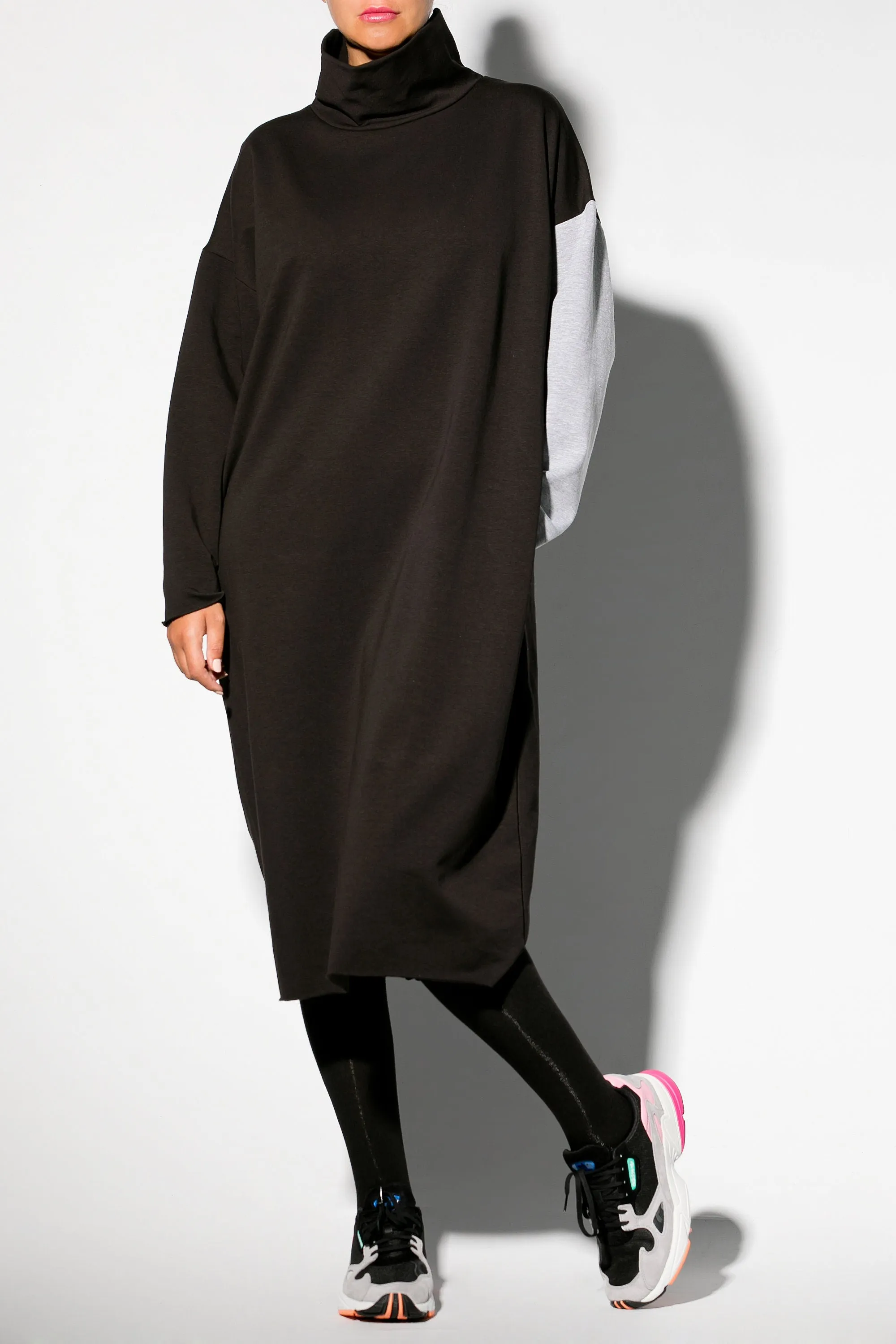 Oversized Sweater Dress, Women Loungewear, Plus Size Winter Dress, Comfy Black Dress, Long Sleeve Dress, Cozy Lounge Dress, Turtleneck Dress