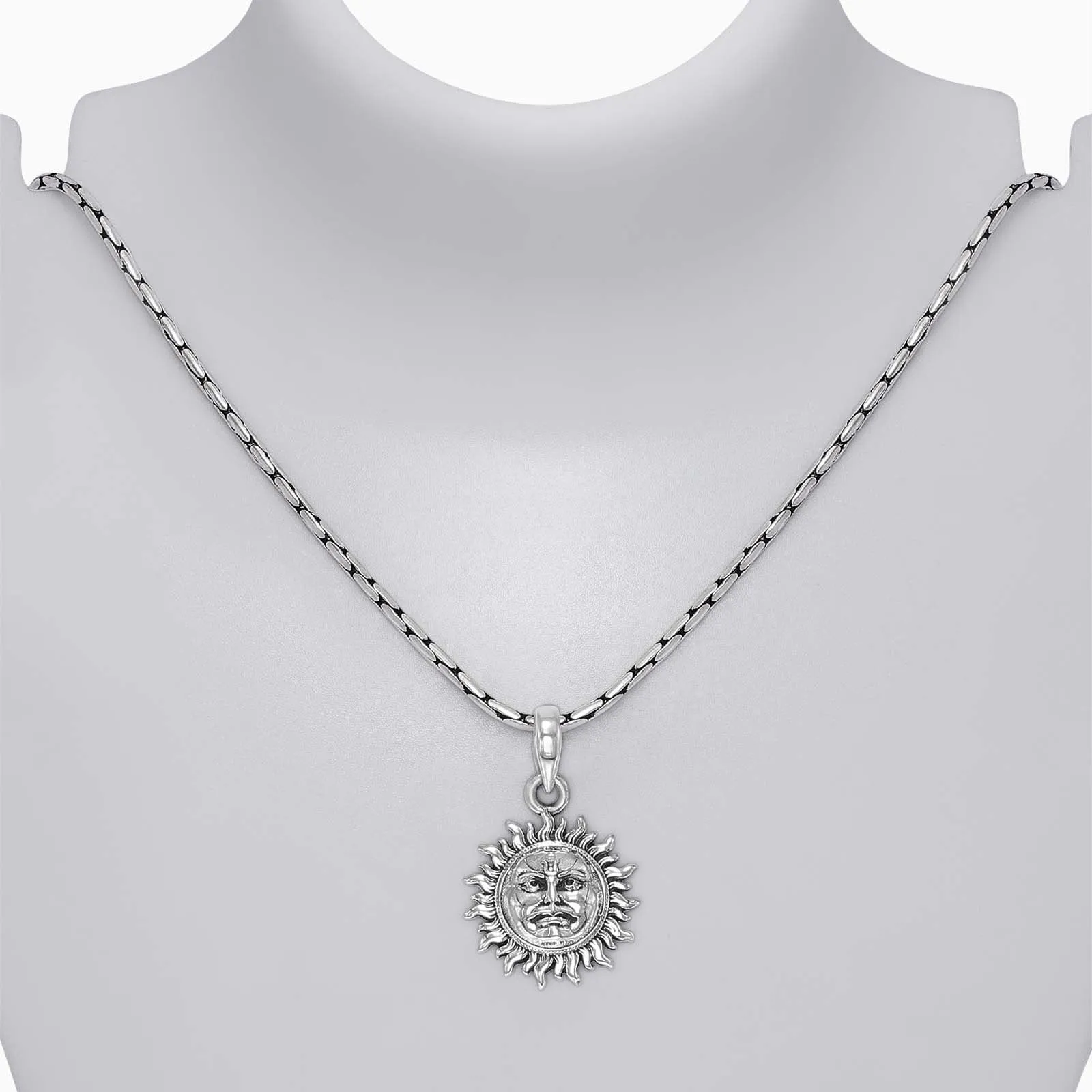 Oxidized Pure Silver Sun Pendant