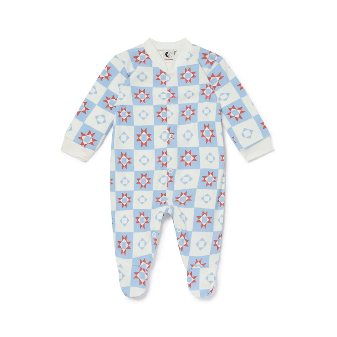 Patchwork Star Organic Cotton Baby Sleepsuit