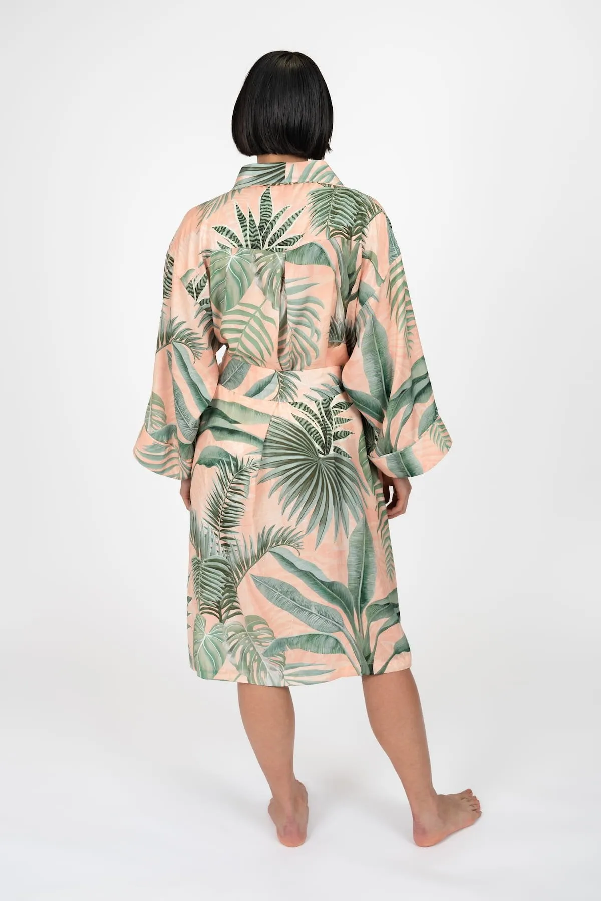 Peach Palms Kimono Robe