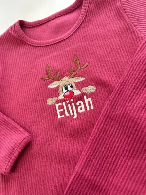 Peeking Reindeer Personalised kids Christmas Loungeset