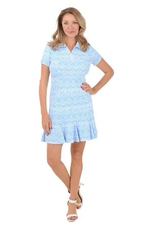 Periwinkle Barbara Palm UPF50  Short Sleeve Dress