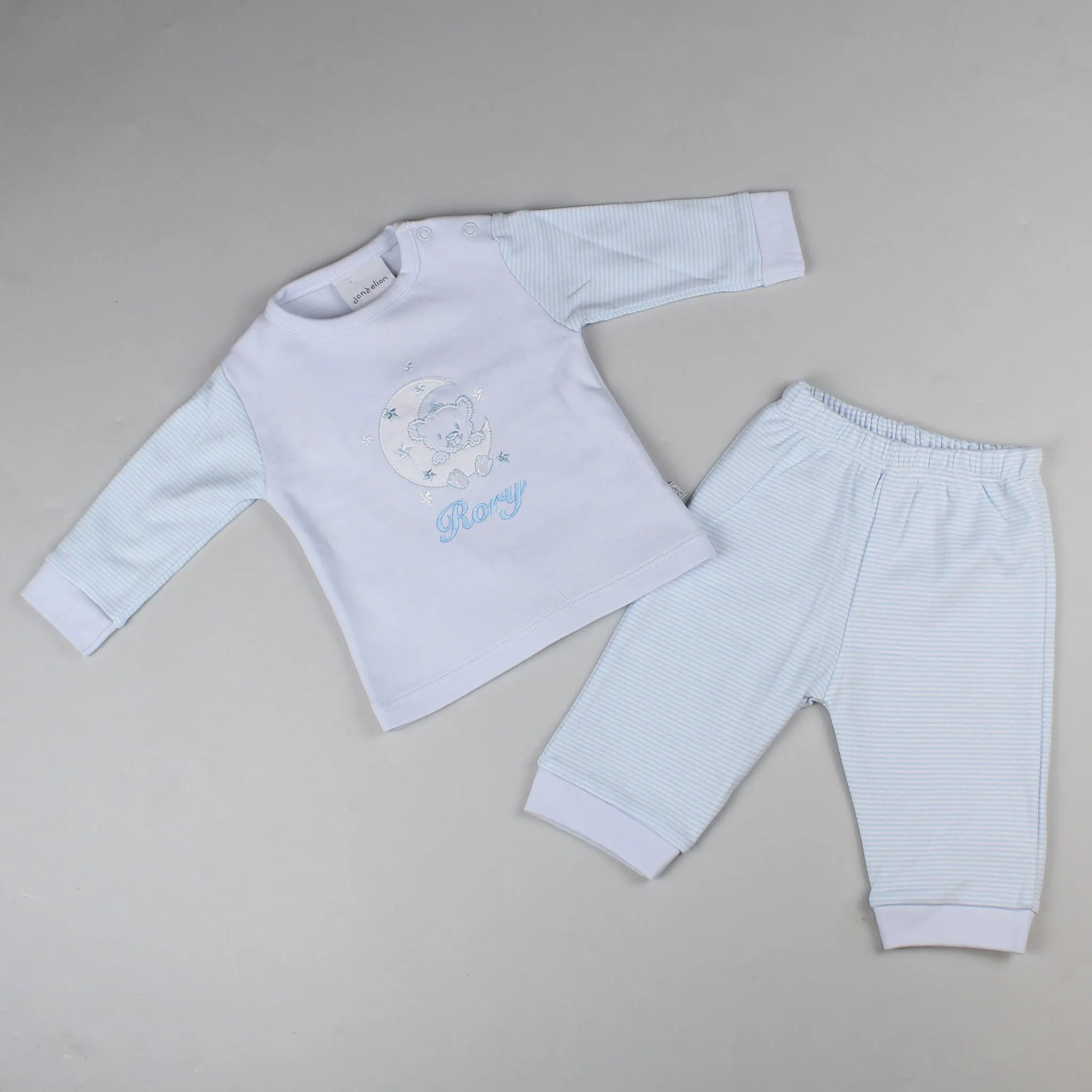 Personalised Baby Boy Pyjamas - Blue Top and Trousers
