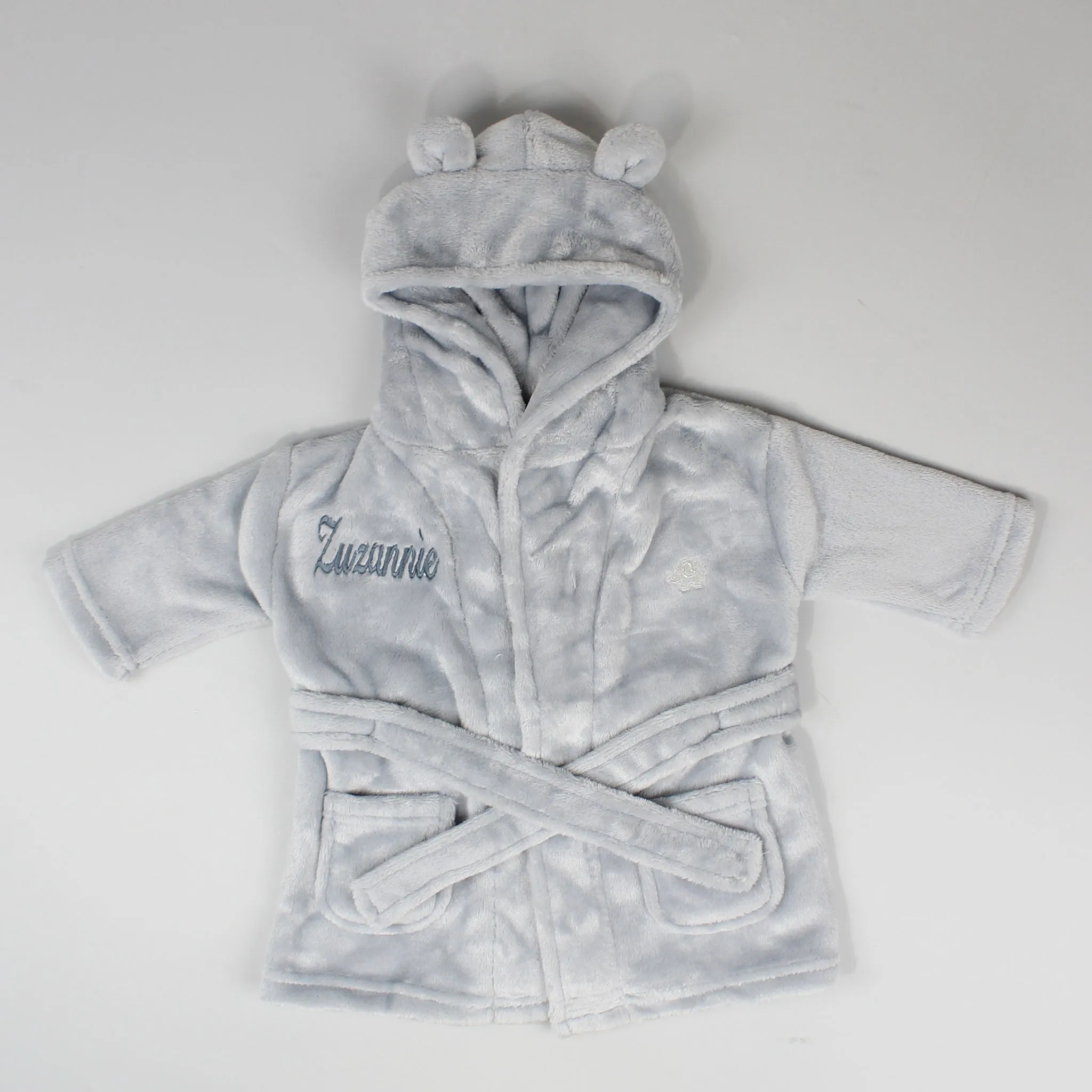 Personalised Baby Dressing Gown - Grey