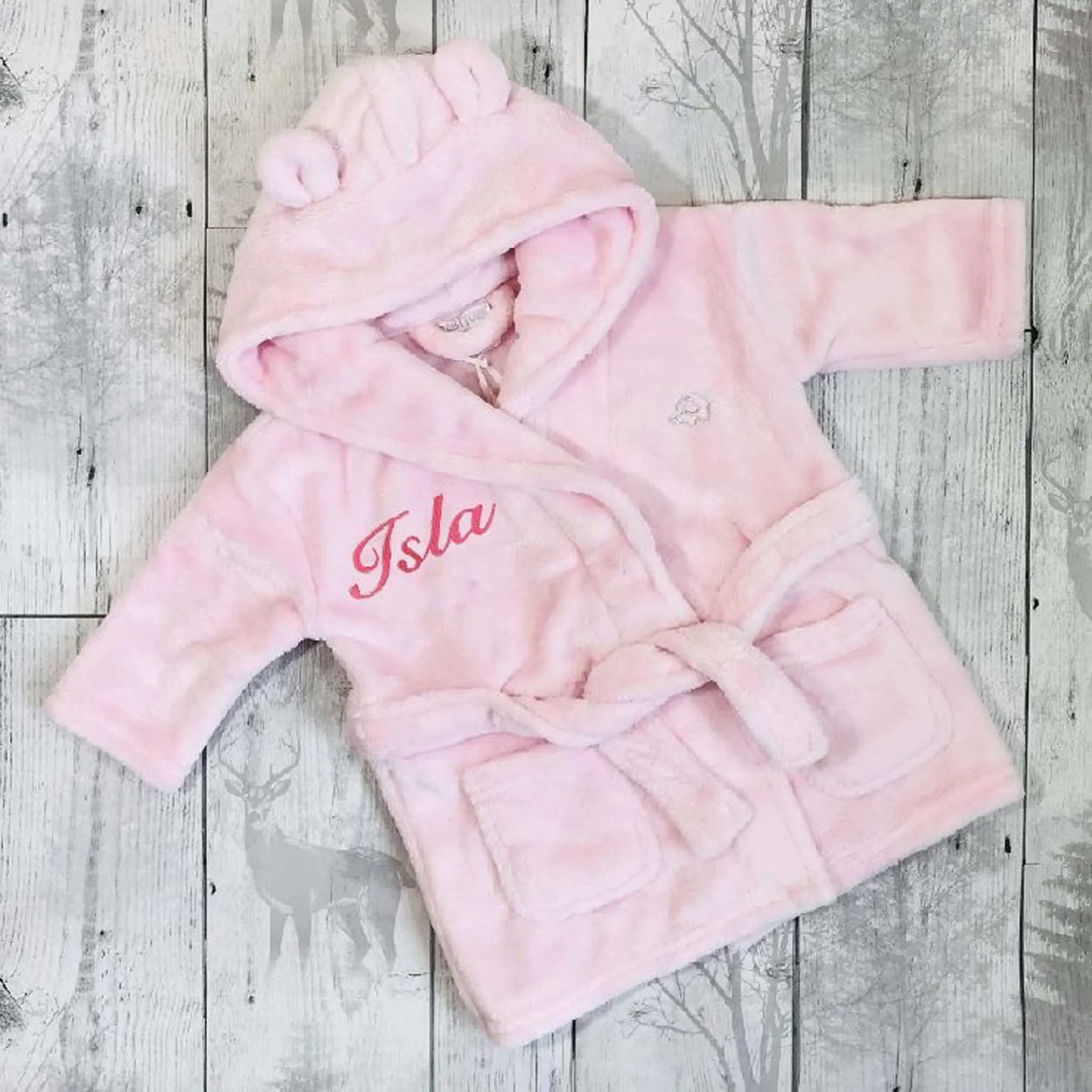 Personalised Baby Dressing Gown - Pink