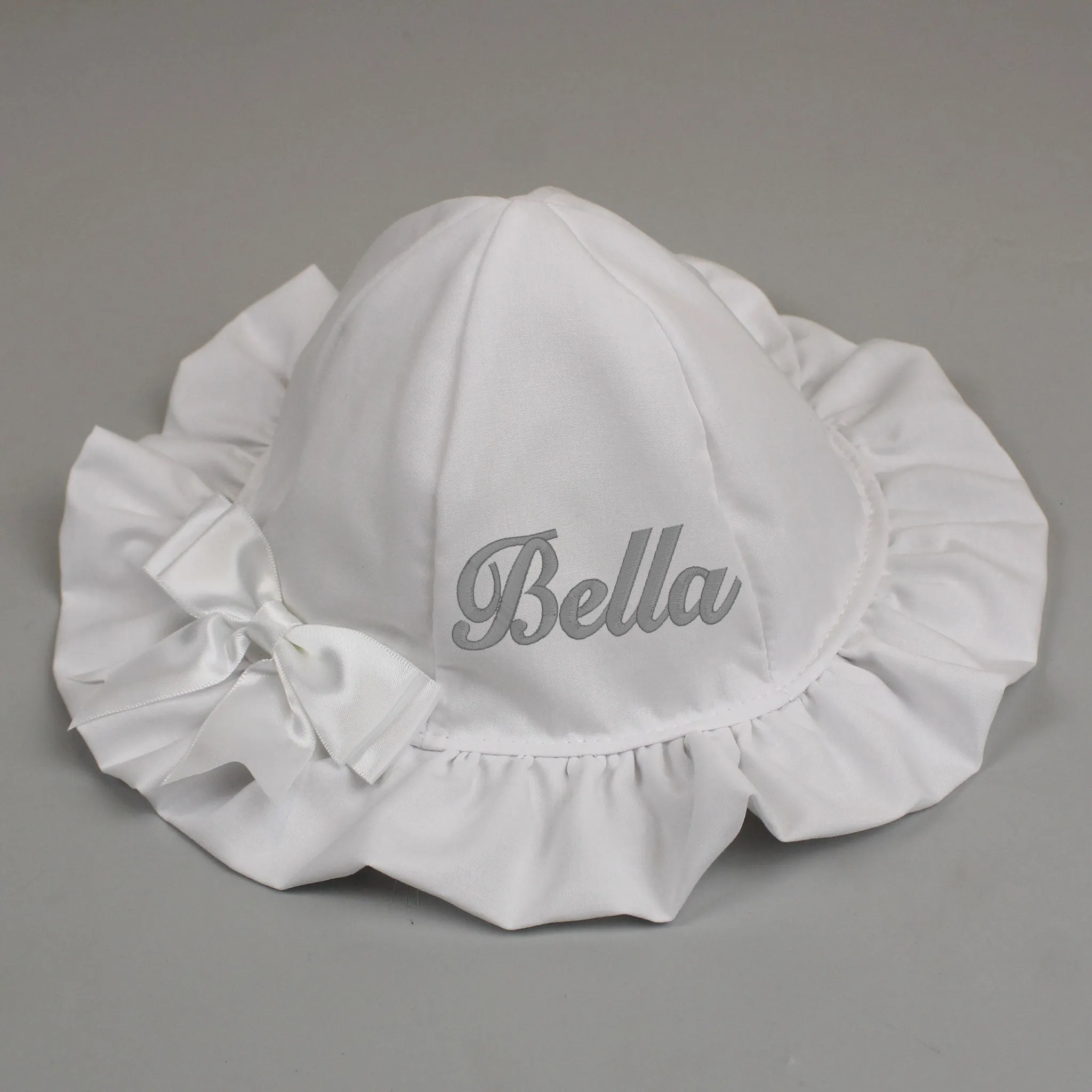 Personalised Baby Girls Sunhat - White