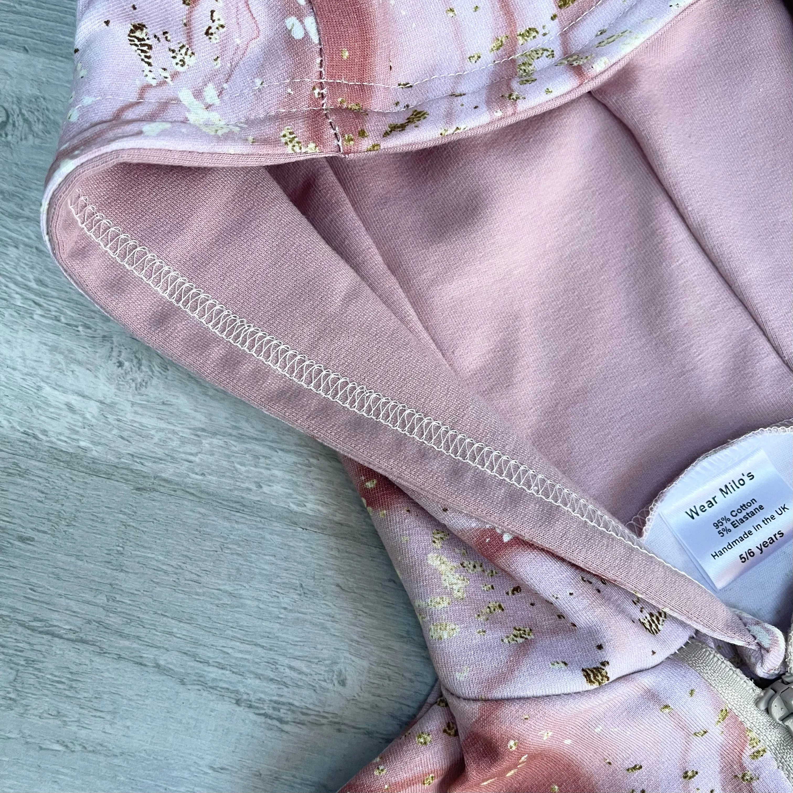Pink & Gold Marble Zip Up Hooded All in One
