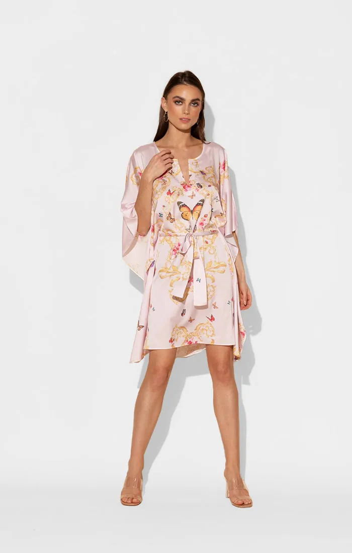 Pink Butterflies Short Caftan