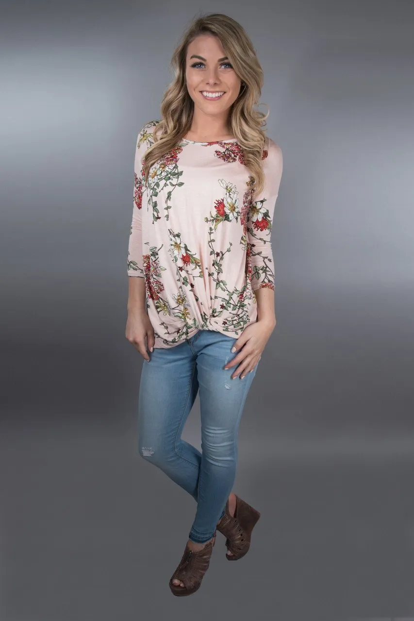 Pink Floral Knot Top