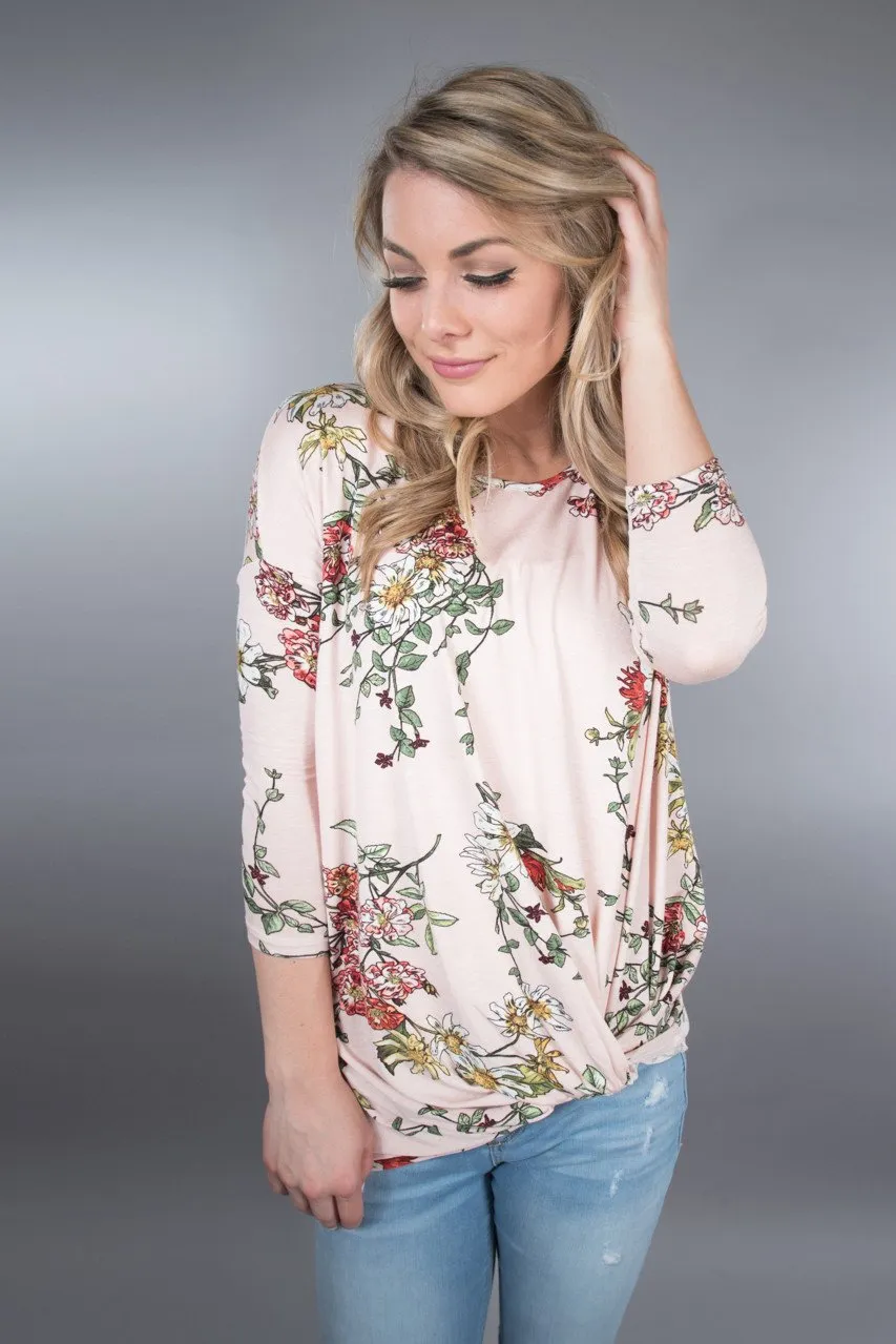 Pink Floral Knot Top