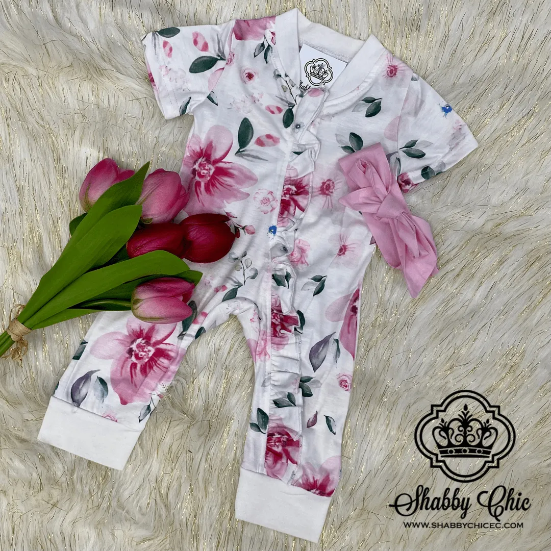 Pink Floral Onesie Sleeper
