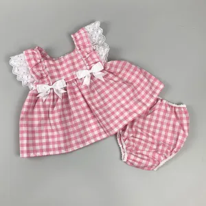 Pink Gingham Baby Dress & Knickers Set