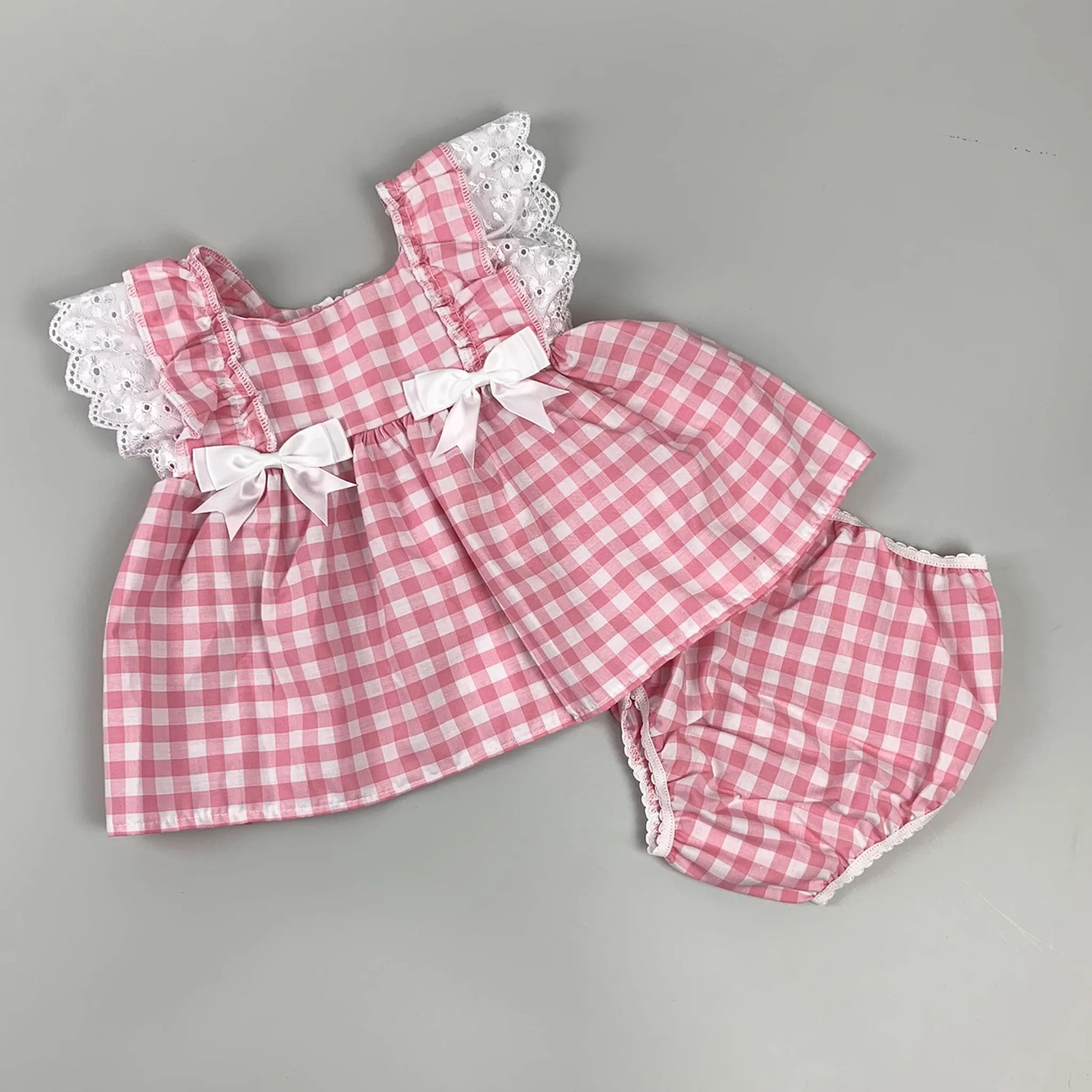 Pink Gingham Baby Dress & Knickers Set