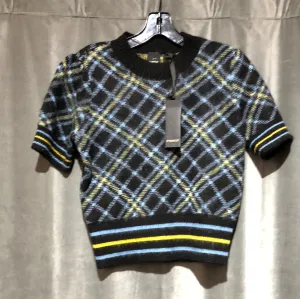 Pinko short sleeve argyle mohair sweater