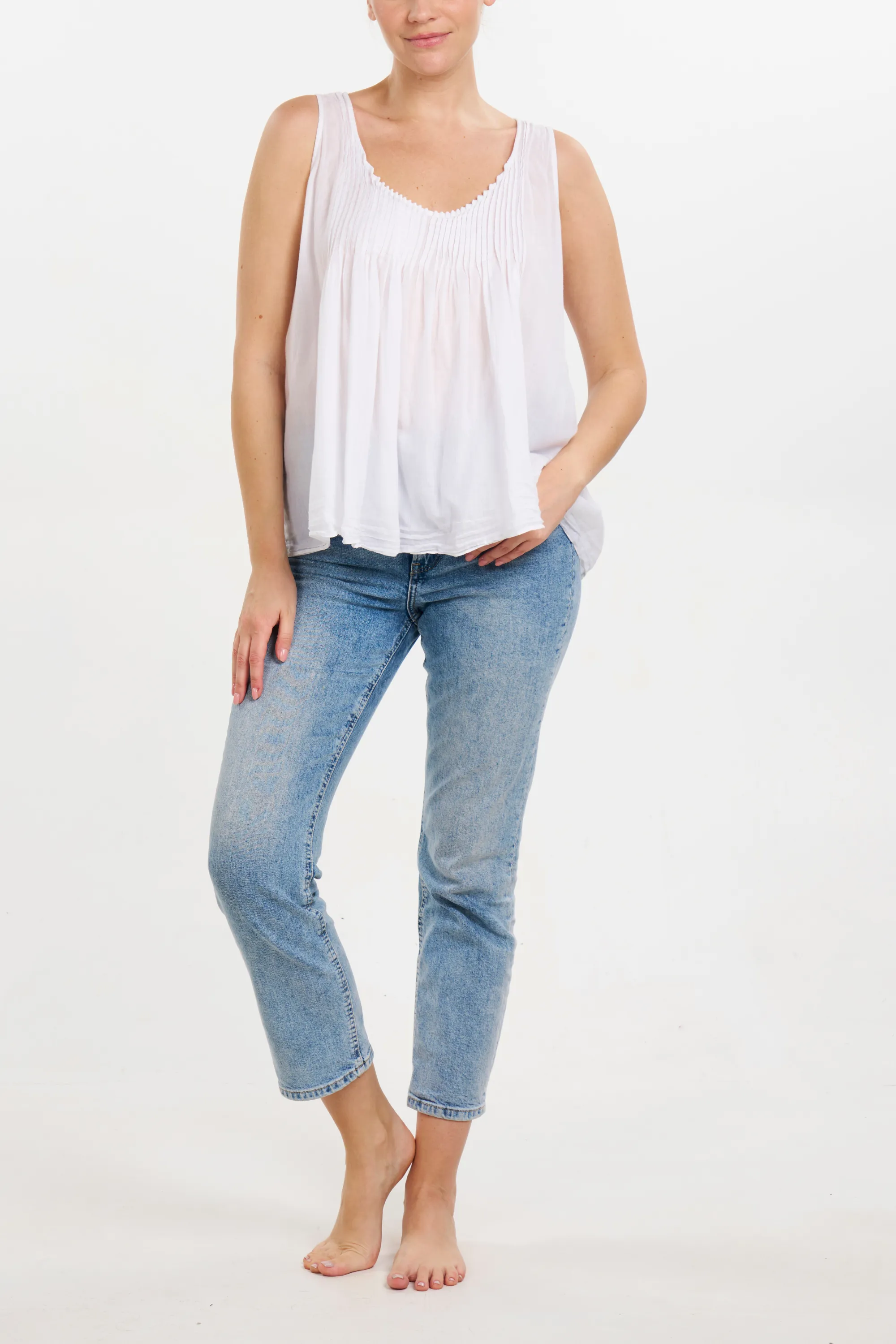 Pintuck Top - White