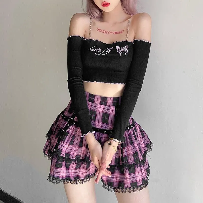 Plaid Pleated Mini Skirt Punk