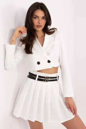 Pleated smooth pattern mini skirt