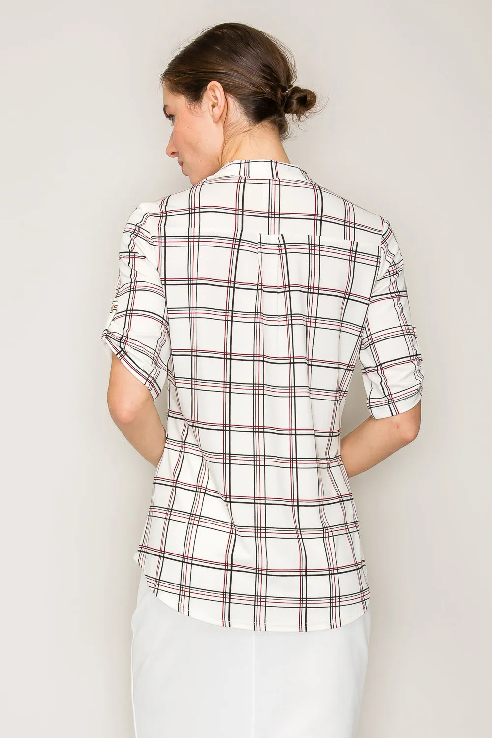 PRINTED BRUSHED HACCI CREW SIDE SLIT DOLMAN KNIT