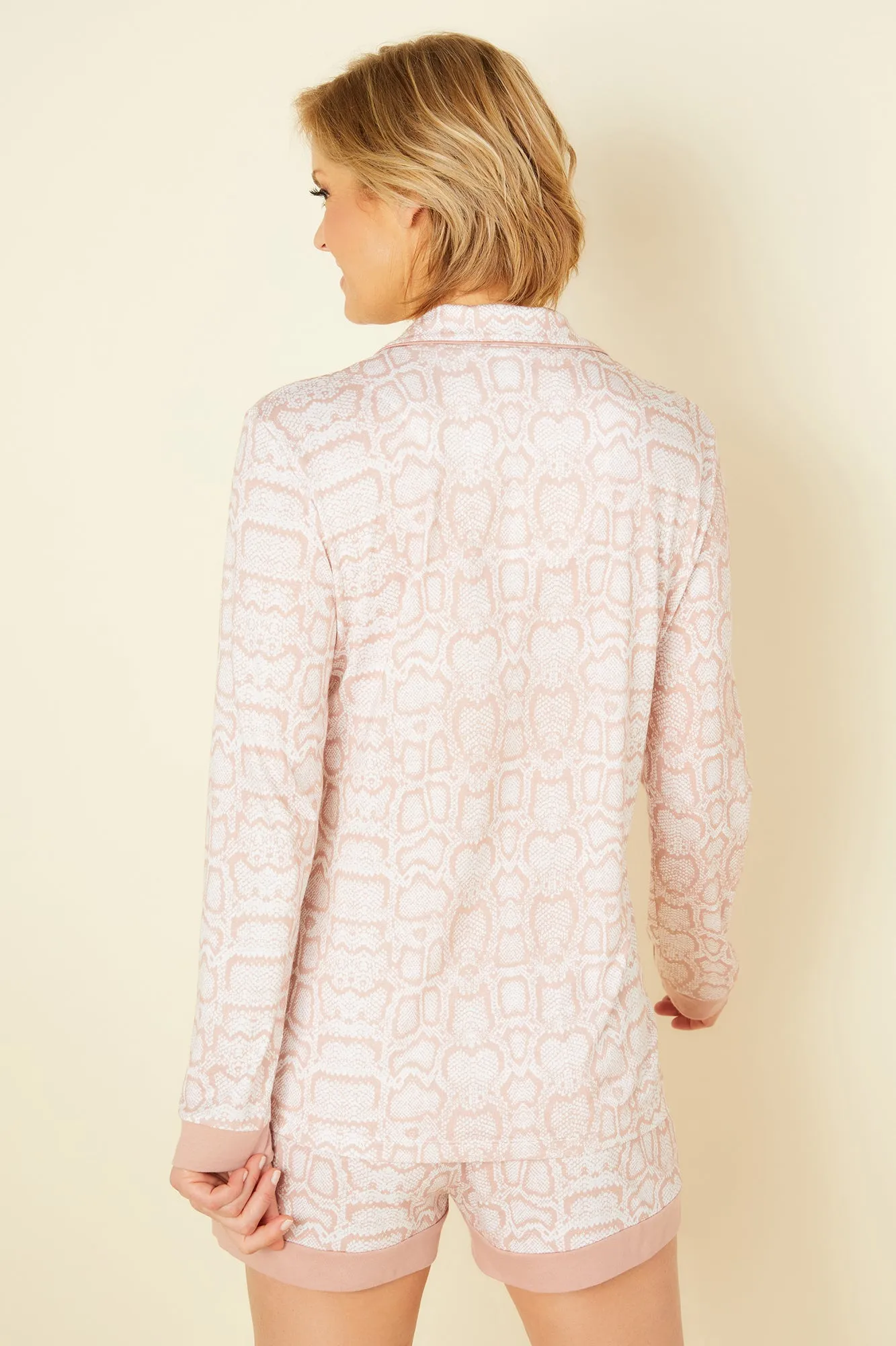Printed Long Sleeve Top & Boxer Pajama Set